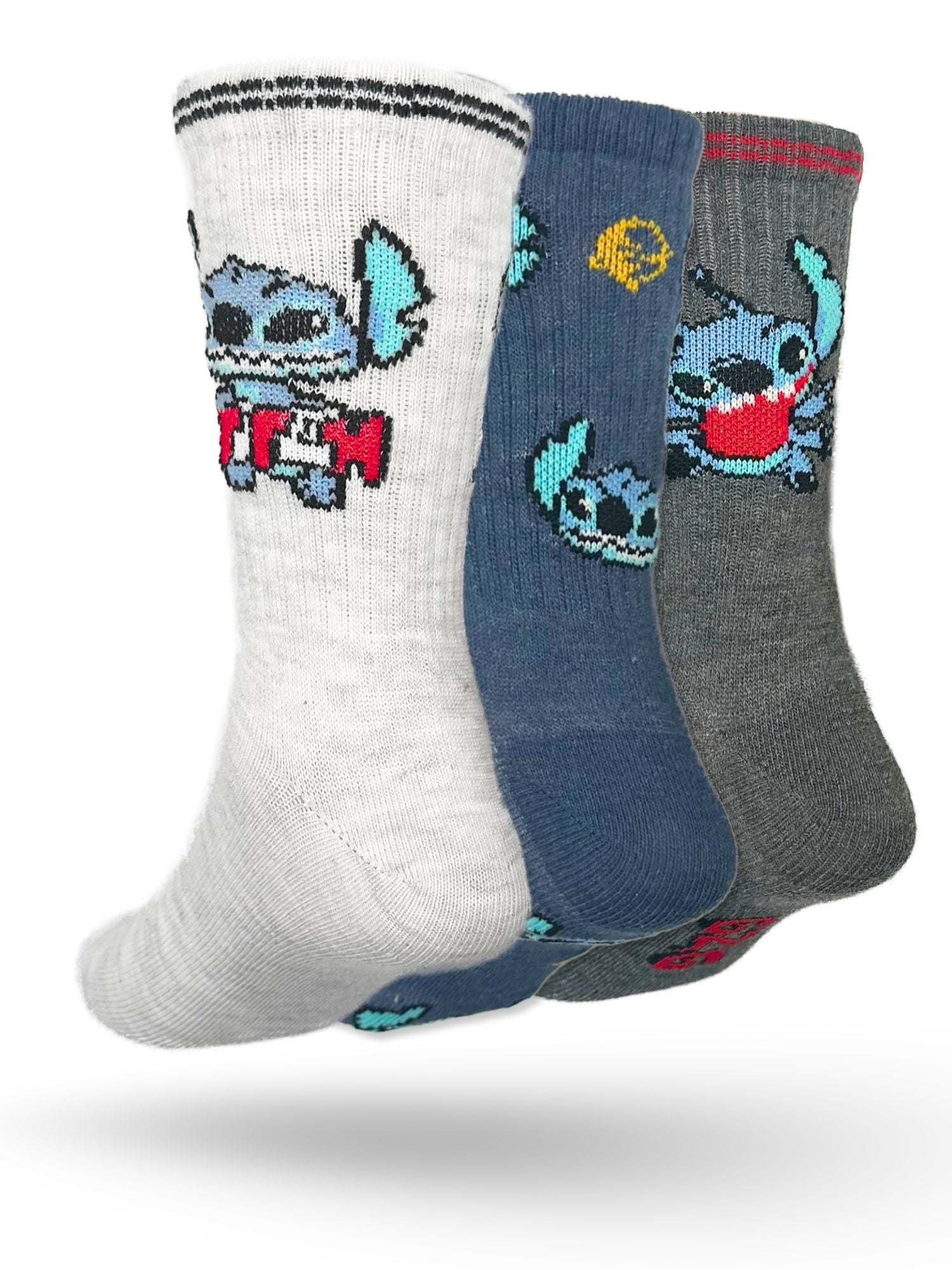 Disney Stitch Boys Mid-Crew Socks, 3-Pack, Sizes S/M-M/L