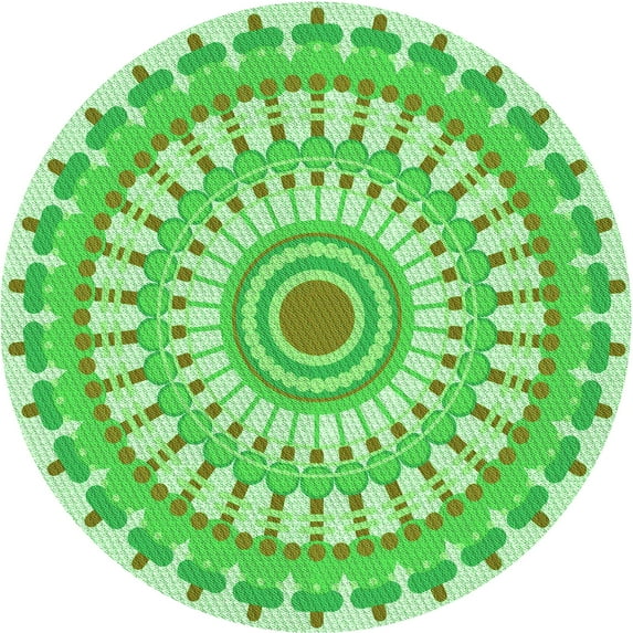 Ahgly Company Indoor Round Patterned Green Snake Green Area Rugs, 5' Round