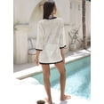 thumbnail image 4 of ANRABESS Crochet Bathing Suit Cover Up for Women Summer Dresses 3/4 Sleeve Beach Cover Ups for Swimwear Hollow Out Bikini Swimsuit Coverups 2026 Vacation Outfits Black-white S, 4 of 12