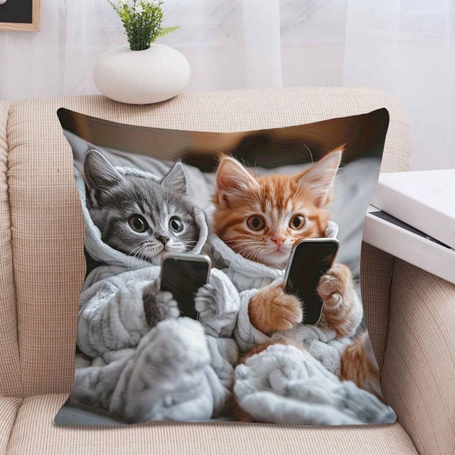 Funda de cojín decorativa | Funda de cojín con estampado animal | Funda de almohada cuadrada de 45x45 cm para sofá, cama, silla | Tejido flocado