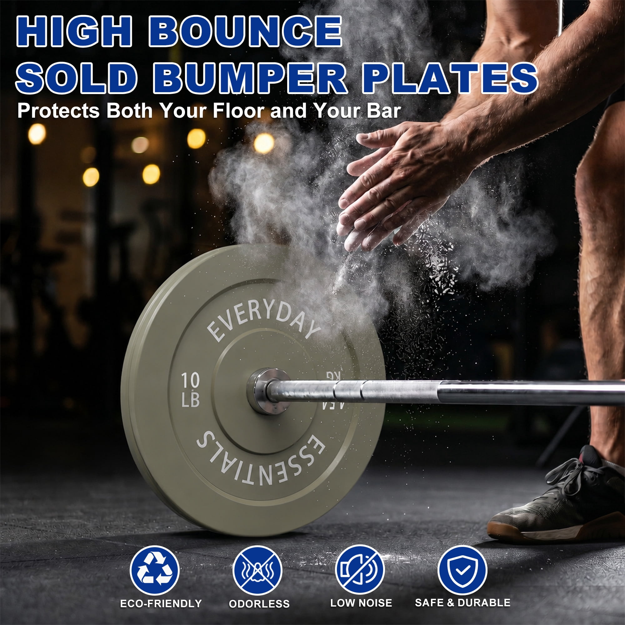 Sustainova 10 LB Olympic Bumper Plate Pair, Durable Rubber Weight Plates with 2-Inch Steel Insert, Low-Rebound Design for Home Gym and Strength Training