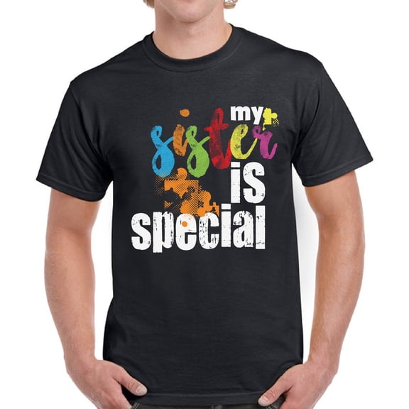 Autism Awareness Shirts for Him Mens T-Shirt My Sister Is Special Graphic Tee