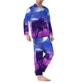 thumbnail image 2 of Naloa Dreamy Colorful Starry Sky Men’s Pajamas Set - Long Sleeve Button Down Sleep Shirt and Pajama Bottoms Sleepwear Set-XX-Large, 2 of 7