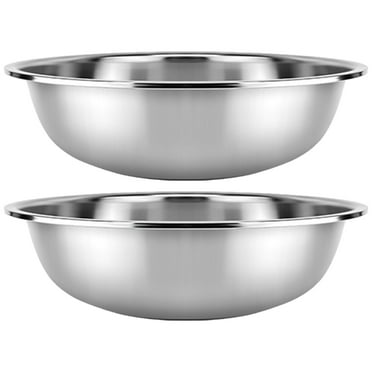 2 Pcs Stainless Steel Vegetable Basin Large Metal Mixing Bowl Bowls Food Containers Flat Bottom Kitchen Wash