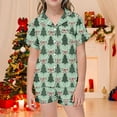 thumbnail image 2 of ANINEO Child Kids Outfit Sets Christmas Santa Girls Outfit Short Sleeve Tops With Button Down Collar And Comfy Shorts For Festive Holiday Family Nights Relaxed Fit Lapel Clothes Sets, 2 of 4