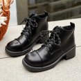 thumbnail image 5 of Shrysg Women's Casual Ankle Boots Chunky Heel Lace-Up Round Toe Stylish Dressy Short Booties for Fall Winter Black, 5 of 9