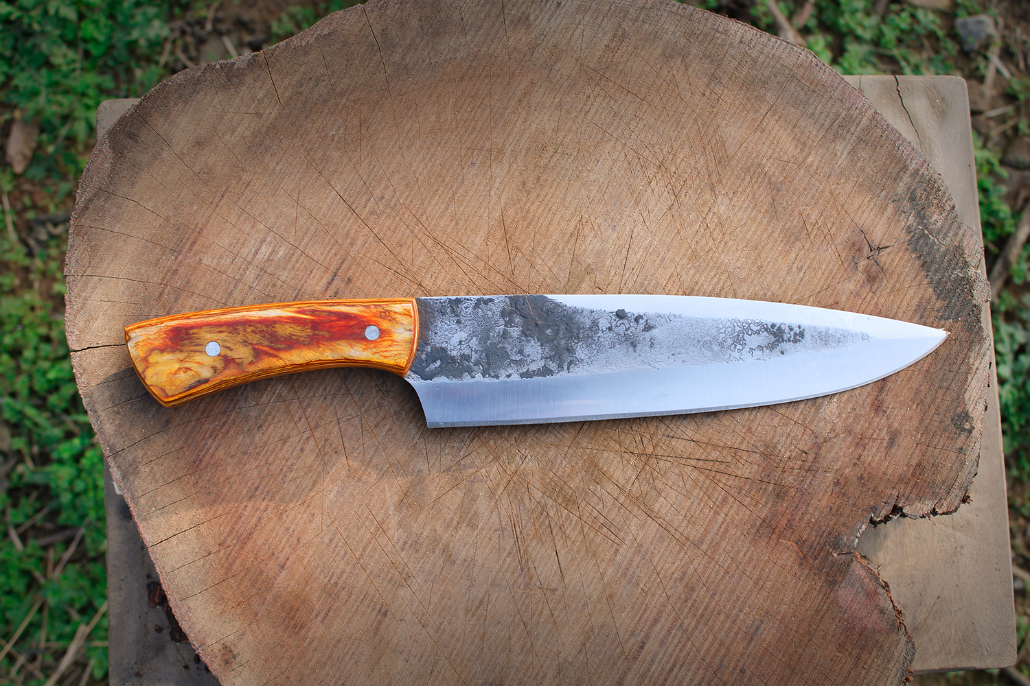 Almazan® Custom Handmade Chef Knife, Full Tang, Meal Preparation, Cutting Vegetables, Outdoor Adventures Knife, Camping Knife