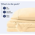 thumbnail image 4 of 600-Thread-Count 100% Egyptian Cotton Sheet Set Split Head King (36" Split)Size Fits 6-9 Inches Deep Pocket ( Stripe, Almond Ivory ), 4 of 5