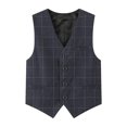 thumbnail image 2 of XASZHN Boy's 4 Button Formal Plaid Suit Vest Grey_002 7-8 Years, 2 of 4