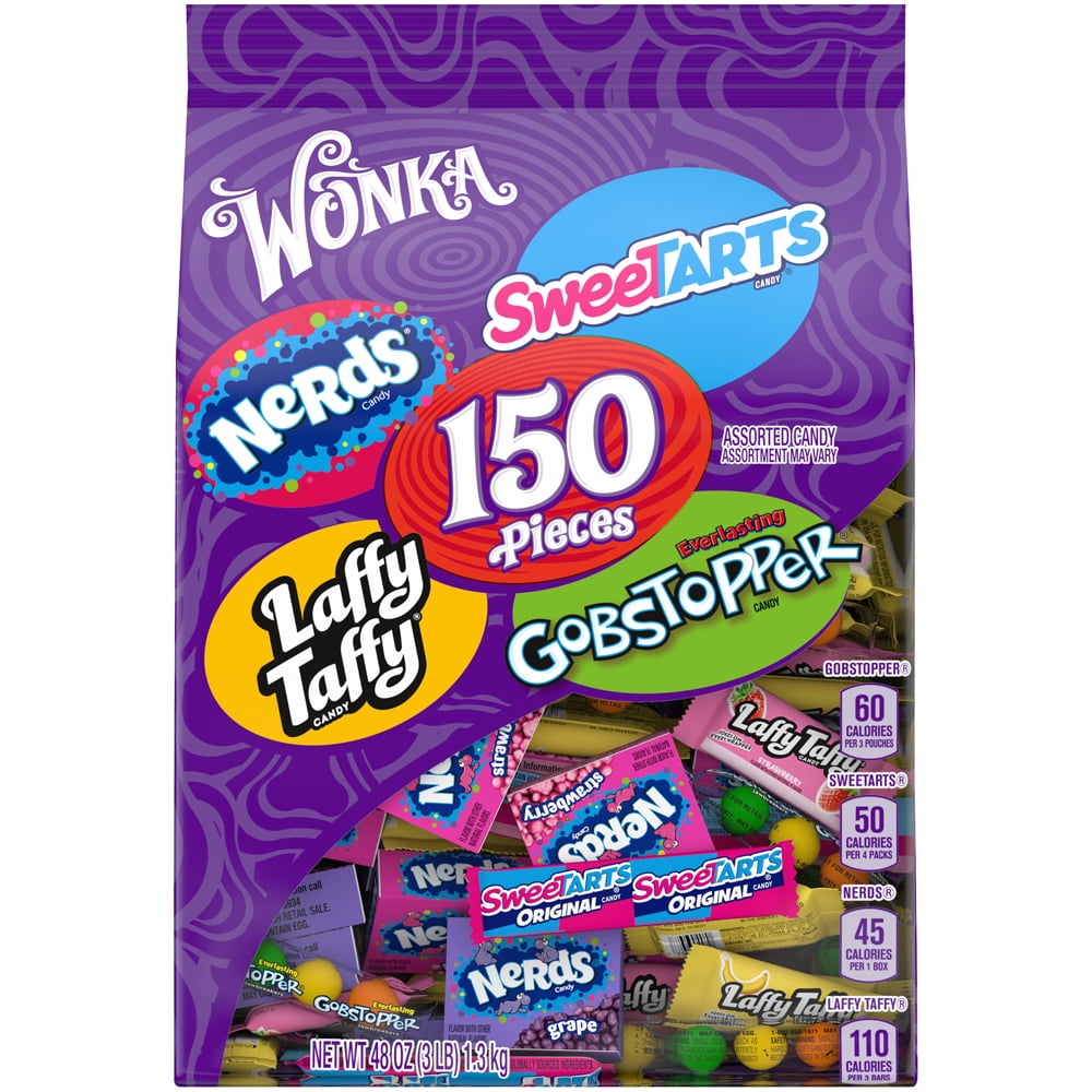 SweeTarts, Nerds, Laffy Taffy, Gobstoppers, Assorted Candy Bag, 48 Oz (150 Pieces)