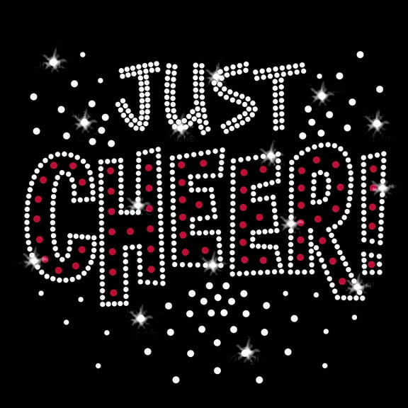 Just Cheer Iron-on Cheerleading Bling Cheerleader Clear Rhinestone Pink Rhinestud T-Shirt Transfer by JCS Rhinestones