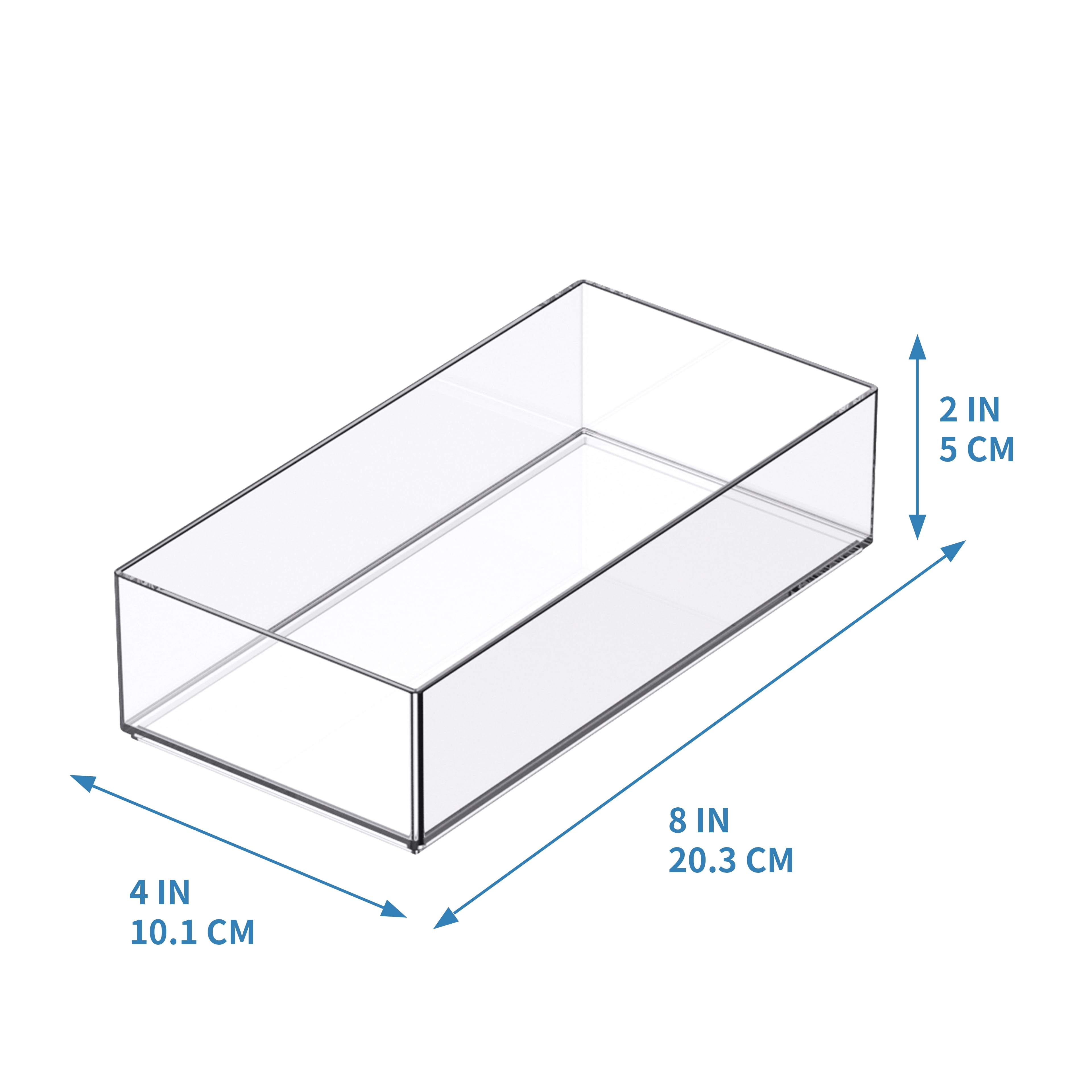 Simply Tidy 8" x 4" Clear Stacking Storage Tray - Slim Plastic Organizer for Sticky Notes, Washi Tape, Super Glue & Craft Supplies, Stackable Design, 24 Pack