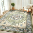 thumbnail image 2 of 6'x9' Vintage Area Rugs,Soft Washable Distressed Thin Rugs for Living Room Bedroom,Non-Slip Foldable Indoor Carpet,Green, 2 of 5