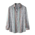 thumbnail image 1 of Chemise à Manches Longues pour Homme Mode Homme Automne Hiver Poche Latérale Simple Col Montant Chemise à Manches Longues Rayée Haut, 1 of 9