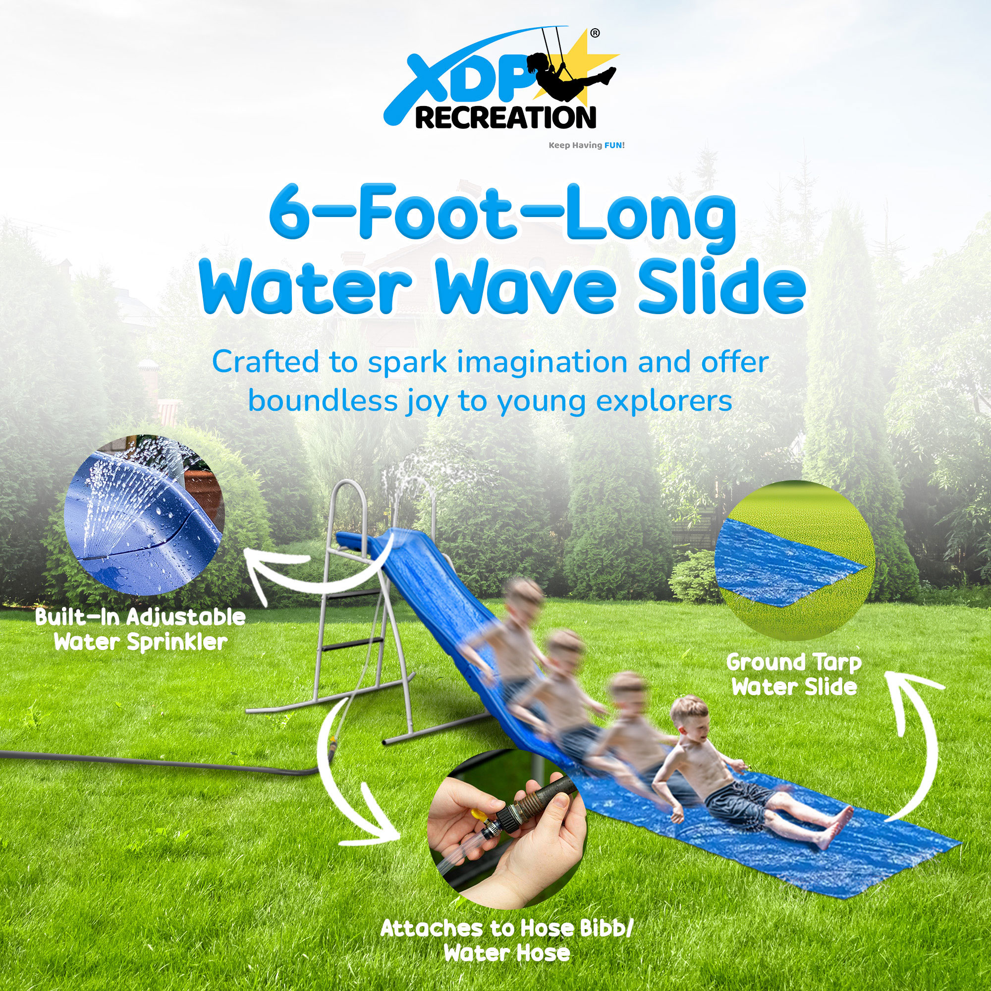 TentandTable 13.5' Water Slide Misting Hose With Sprinkler Head - Replacement Hose For Inflatable Slides & Bounce Houses 3 thumbnail image