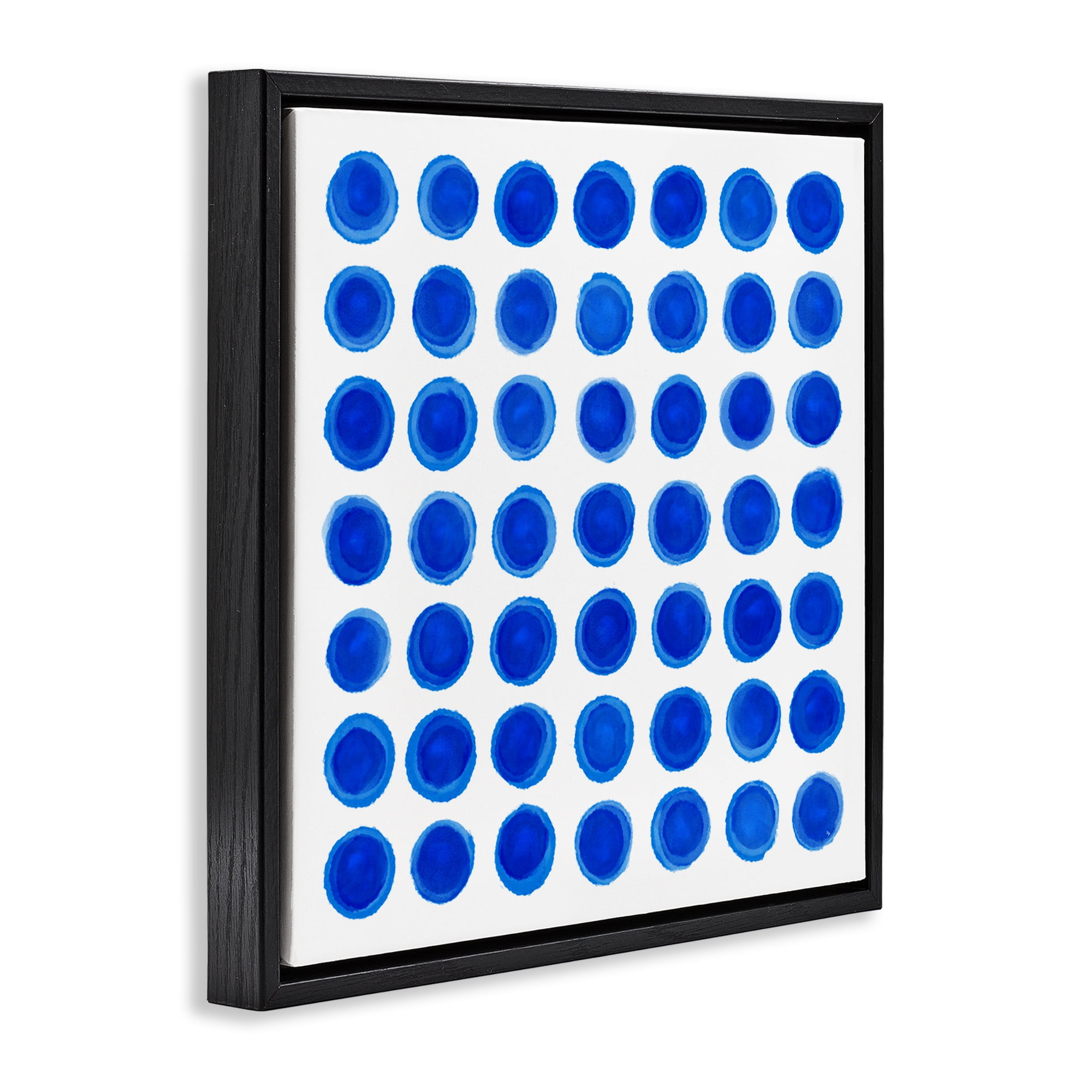 Stupell Industries Blue Dots Uniform Pattern Black Framed Floater Canvas Wall Art, design by Martina Pavlova