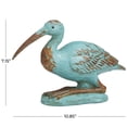 thumbnail image 3 of 3" x 7" Teal Polystone Distressed Bird Sculpture with Brown Wood Inspired Accents, by DecMode, 3 of 8