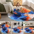 thumbnail image 5 of Round Rugs 4Ft, Orange Blue Round Area Rug Washable Indoor Throw Carpet, Modern Abstract Oil Painted Aesthetics Soft Non Slip Circle Rug for Kitchen Nursery Room Home Decor Aesthetic, 5 of 8
