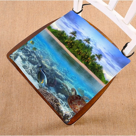 

YKCG Marine Life Island Sea Turtle Tropical Sea Ocean Seat Cushion Chair Cushion Floor Cushion Twin Sides 20x20 inches