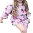 thumbnail image 3 of Baby Girls Flower Off-Shoulder Romper Overall Clothes Sunsuit, 3 of 5