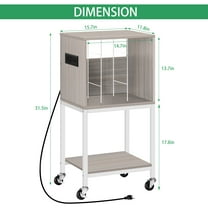 Recording Player Table with Charging Station 2-Tier Record Player Stand Turntable Holder with Recording Storage Small Vinyl Record Storage Cabinet for Living Room Bedroom Light Grey