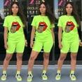 thumbnail image 2 of Akmipoem Women Tracksuit 2 Piece Outfits Jogging Workout Biker Short Set Lips Graphic Summer Gym Pants Suits Sweatsuit, 2 of 5