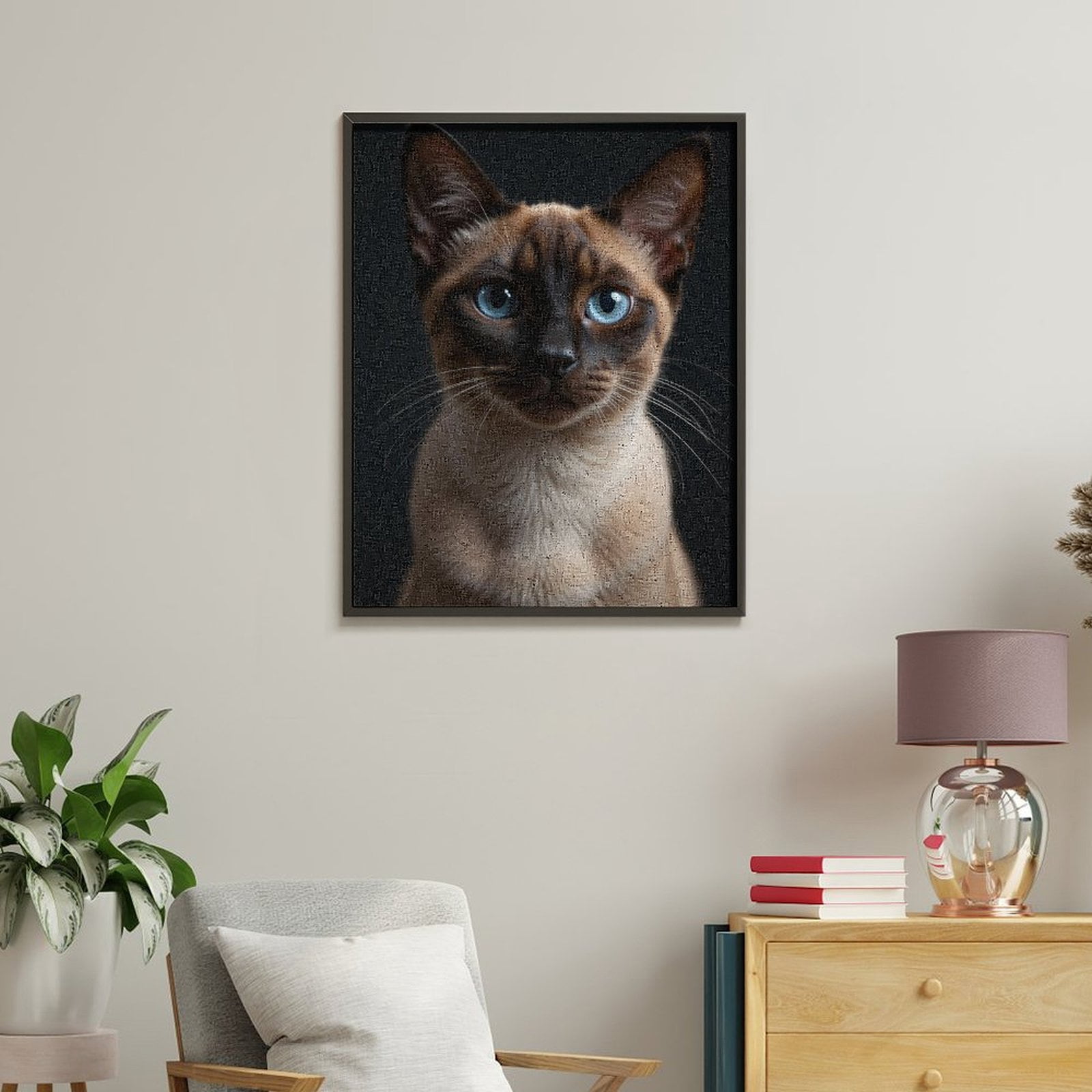 Paint by Numbers Kit for Adults, Blue Eyed Siamese Cat Portrait Paint by Numbers, Easy Paint by Numbers Kit for Adults Beginner, DIY Adult Paint by Number Kits on Canvas, Home Decor