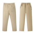 thumbnail image 2 of JTieaclothes Boys School Uniform Pants Khaki Casual Dress Pants Elastic Waist Flat Front Chino Pant,Boys Pants Sizes 3-4 Years, 2 of 5