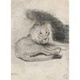thumbnail image 2 of Antoine-Louis Barye 19x24 Black Ornate Framed Double Matted Museum Art Print Titled: Lion Lying Study (19th Century), 2 of 5