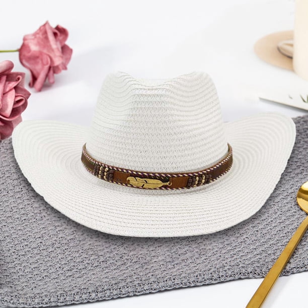 Sombrero de vaquero occidental, sombreros para Sombrero de clásico Sombrero de pareja Sombrero de protección solar Sombreros de mujer , Blanco Colco Sombrero de vaquero