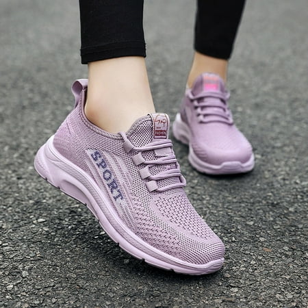 

Cathalem Sneaker Women Shoes Fashion Autumn Women Sports Shoes Flat Non Slip Lace Up Fly Woven Mesh Womens Sneaker Wedge Size 11 Purple 8