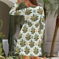 thumbnail image 4 of Fall Dresses for Women 2024, Sloth Sitting Tropical Leaves Womens Fall Dresses Long Sleeve Casual Tie Waist Clothes, Womens Fall Fashion 2024 Midi  Dresses Outfits with Pocket, 4 of 6