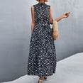 thumbnail image 3 of Vestido elegante de lunares sin mangas con cinturón, cuello alto y largo midi para mujer, color negro, talla XL, elegante y de verano, 3 of 6
