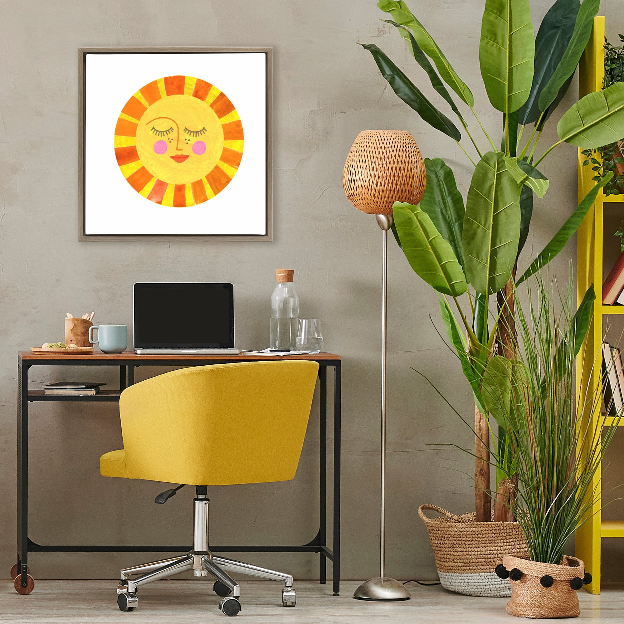 Stupell Industries Simple Warm Sunshine Brown Framed Floater Canvas Wall Art, design by Katherine Herrell Studio
