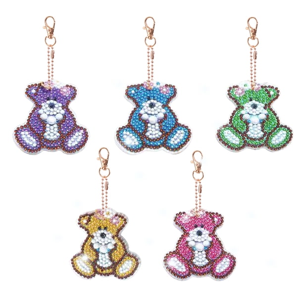 Llavero Artístico Con Diamantes 5 Uds. Artesanía Artística 5D Regalos Taladro Forma Especial Doble Cara