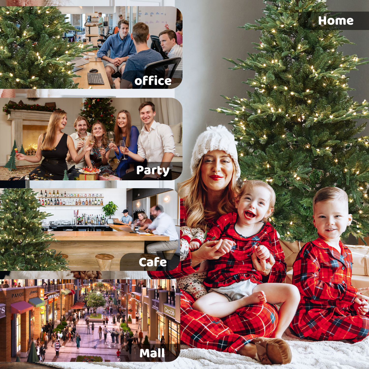 Hommoo 6FT Christmas tree,1763 tips,500 warm white lights,PE+PVC mixed material,Hinge design with metal stand, Green