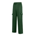 thumbnail image 6 of DODADAWANJ Men's Cargo Pants Big and Tall Drawstring Elastic Waist Pant with Pockets Solid Color Casual Wide Leg Hiking Workout Pant Army Green XXXXXL, 6 of 6