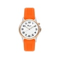thumbnail image 2 of Bandini Womens Glow Watch - Washable Silicone Band - 28mm Analog Women's Easy Read Watch with Light, Light Up Watches, Quartz, White Dial, Big Numbers, Glow in Dark Hands - Rose Gold Tone / Orange, 2 of 6