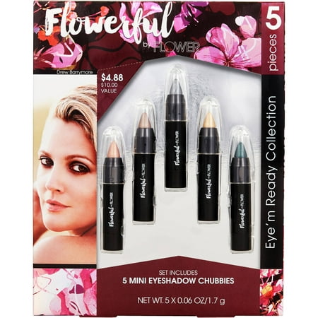 Flower Flowerful Eye'm Ready Collection Mini Eyeshadow Chubbies Gift Set, 5 (Best Taupe Eyeshadow For Green Eyes)