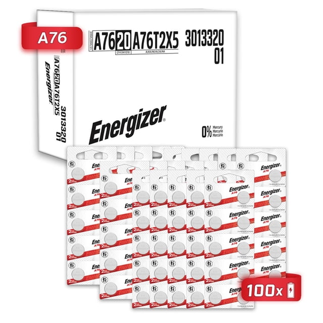 Pila Energizer A76 Alcalina Tira 200 Unidades LR44 AG13 negro