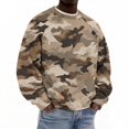 thumbnail image 3 of IAJDKMEK Men's Camo Corduroy Crewneck Sweatshirt - Loose Fit Long Sleeve Pullover Top for Men, Camouflage Print Casual Sweatshirt for Outdoor,Khaki XL, 3 of 4