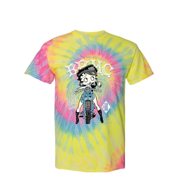 Wild Bobby Biker Betty Boop MC Motorcycle Club 1930 Betty Boop Tie-Dye T-Shirt, Dayglo, Small