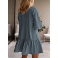 thumbnail image 4 of Womens 2025 Fall Long Sleeve Pullover Tops Crewneck Rib Knit Patchwork Sweatshirt Dress Casual Mini Dresses, 4 of 6