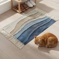 thumbnail image 5 of Area Rug with Tassels 2' x 3', Abstract Coastal Waves Beach Kitchen Runner Rug for Hallway Bedroom Throw Rugs, Vintage Blue Beige Texture Soft Door Mat for Bathroom Entrance Living Room, 5 of 9
