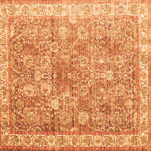 Ahgly Company Indoor Square Persian Orange Traditional Area Rugs, 3' Square