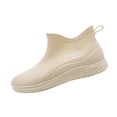 thumbnail image 2 of HTHLVMD Ankle Rain Boots, Waterproof Low Cut Ankle Rain Boots Casual Outdoor Strolling, Wave Textured Slip On Footwear Holiday Travel Wearing, Flexible Rubber Working Shoes, Beige 5.5, 2 of 4