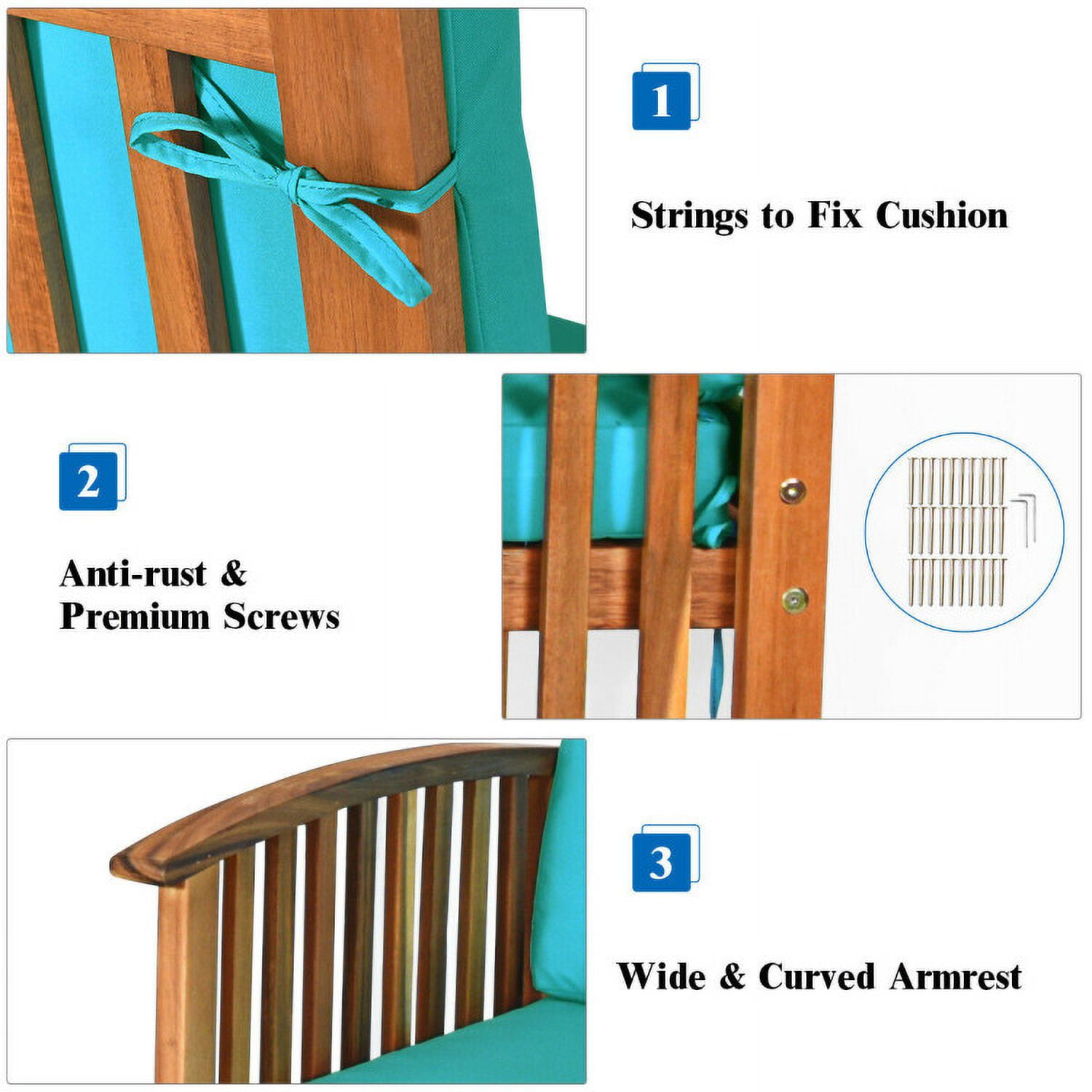 Aimee Lii 4 Pieces Patio Solid Wood Furniture Set, Outdoor Patio Furniture, Blue Aimee Lii 4 Pieces Patio Solid Wood Furniture Set, Outdoor Patio Furniture, Blue