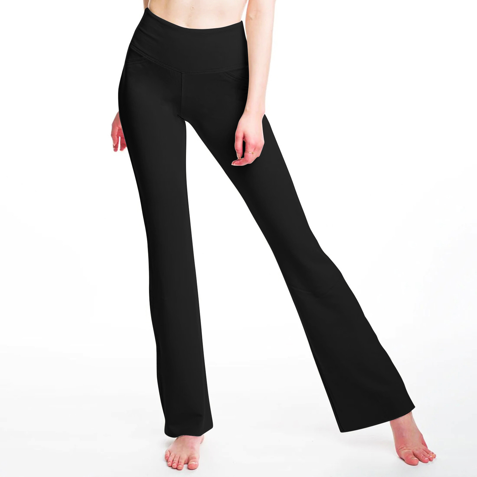Pantalon élastique Femme Taille Haute - Coupe Droite, Poches, Idéal été Et Bureau