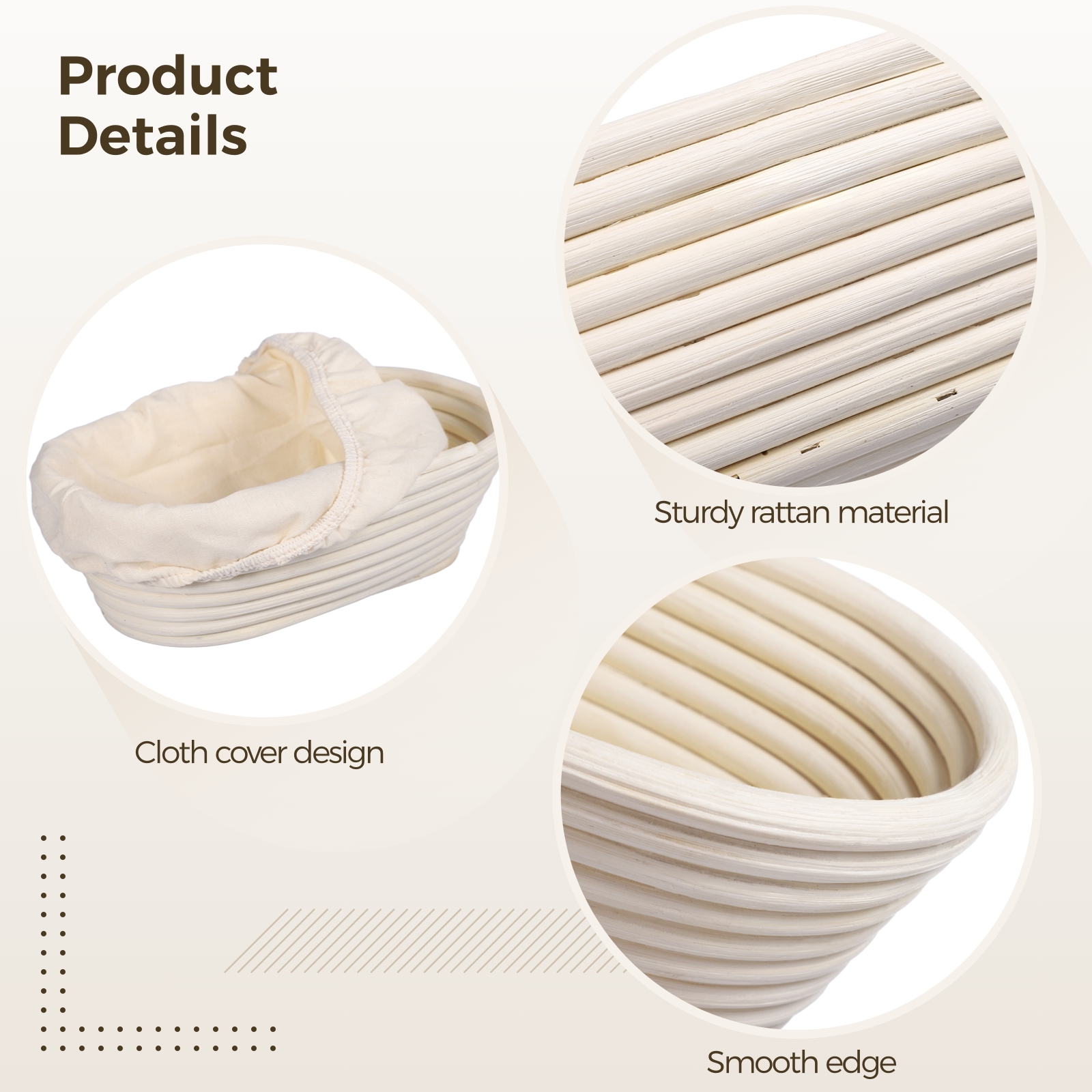 4 PCS Rattan Bread Proofing Baskets, 9.8 x 5.9 x 3.1 inch Oval Shaped with Cloth Covers, Ideal for Sourdough, Home and Restaurant Baking,Quality and Easy to Clean