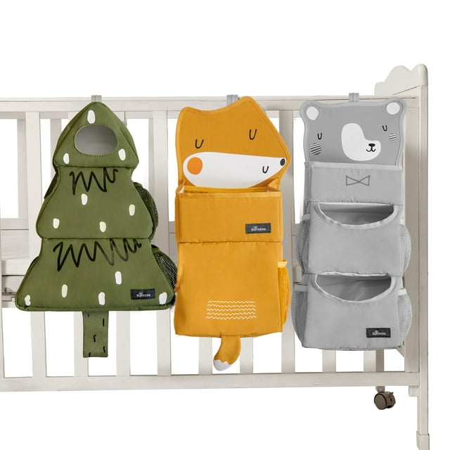 Sunveno Hanging Diaper Caddy Organizer Crib Nursing Organizer, 3pcs